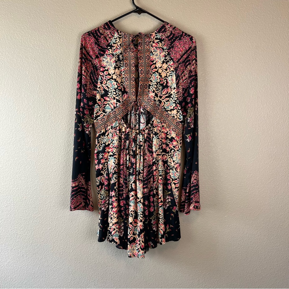 Free People Black Floral Patchwork Mini Dress - Picture 6 of 14